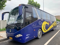 Bus Zhongtong d'occasion LCK6125 bleu à deux étages avec essieu arrière, bus de tourisme avec 57 sièges luxueux