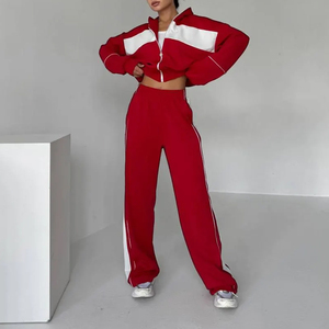 Tuta Sportiva da Donna in Poliestere Patchwork, Stile Vintage, con Felpa con Zip e Design Riflettente, Produttore di Abbigliamento Tecnico - Product Image 2