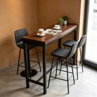 Table console industrielle haute pour bar, plateau en bois, structure métallique, table de bar longue et étroite pour la maison, la cuisine, le café