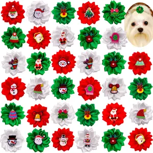 Boucle réglable pour animaux de compagnie de Noël avec cravate élastique décorative torsadée bandeau noeud papillon avec ruban