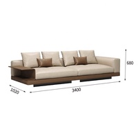 Ensemble de canapés en forme de L en bois massif avec accoudoirs en acier et revêtement en tissu microfibre Orangefurn pour salon