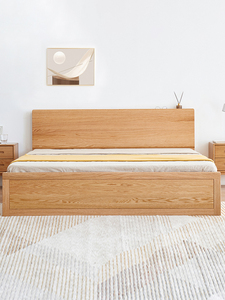 F8013 Простая Современная двухспальная кровать из массива дуба, дизайн мебели с коробкой, двуспальная и двуспальная кровать для хранения - Product Image 2