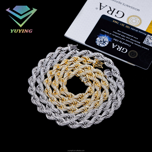 9mm Diamond <b>rope</b> <b>chain</b> necklace VVS moissanite diamond GRA certificate Pass diamond tester Gold plated 925 sterling sliver Gift - Product Image 2