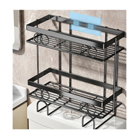 Étagère d'angle de salle de bain en acier inoxydable sans perçage, à poser au-dessus des toilettes, à un seul niveau, pour douche