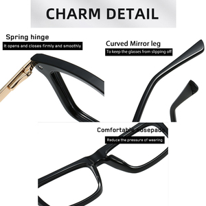 Lunettes anti-lumière bleue TR90 tendance rétro pour hommes, monture carrée légère, décontractées et professionnelles, sans correction, transparentes, en promotion - Product Image 4