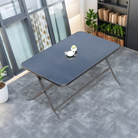 Table pliante d'extérieur moderne et portable pour salle à manger, salon, cour, rectangulaire, en verre trempé, avec cadre en fer, pour jardin et camping
