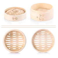 Panier vapeur en bambou naturel, idéal pour la cuisson à la vapeur des dim sum, des bao buns et des légumes, sans danger pour les aliments