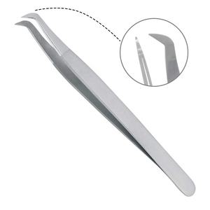 Pinzas de extensión de pestañas de volumen de punta de fibra con logotipo personalizado Material de acero inoxidable de etiqueta privada - Product Image 1