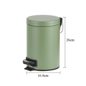 ที่เหยียบถังขยะ3L 5L สีขาวเงินสีเขียวใช้ในครัวห้องน้ำที่บ้านถังขยะสแตนเลสแบบกลม - Product Image 6