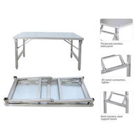 Table de camping pliable en acier inoxydable rectangulaire petite et portable pour pique-nique en plein air, restauration, cuisine à domicile, utilisation latérale