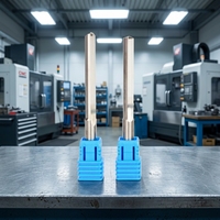 Jeu de fraises en carbure bleu AlTiN, double tranchant, rainure droite, outil de gravure et de découpe, fraise de bout CNC OEM