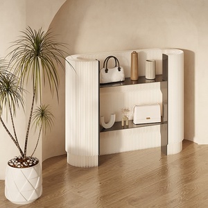 Escritorio de recepción <span class=keywords><strong>rotonda</strong></span> Escritorio de frente blanco Respetuoso con el medio ambiente Papel Kraft Plegable Estante de productos básicos Soporte de exhibición para el hogar y <span class=keywords><strong>la</strong></span> Oficina - Product Image 1