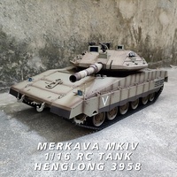 Henglong 3958-1 PRO ISR Merkava MK 1/16 ölçekli askeri IR savaş uzaktan kumandalı Tank Model 2.4G çekim BB duman ses Metal