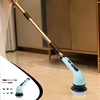 Brosse de Nettoyage Électrique Sans Fil Puissante avec Têtes Remplaçables (3/6/9) et Manche Long Réglable, Nettoyeur Rotatif Électrique
