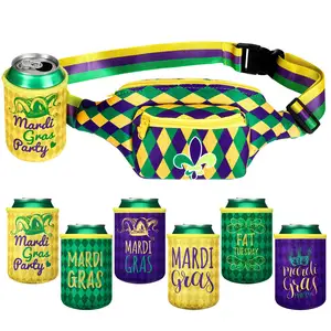 Riñonera de Mardi Gras con soportes para bebidas, riñonera Unisex de Mardi Gras, riñonera elegante de tendencia de fiesta, riñonera con patrón personalizado