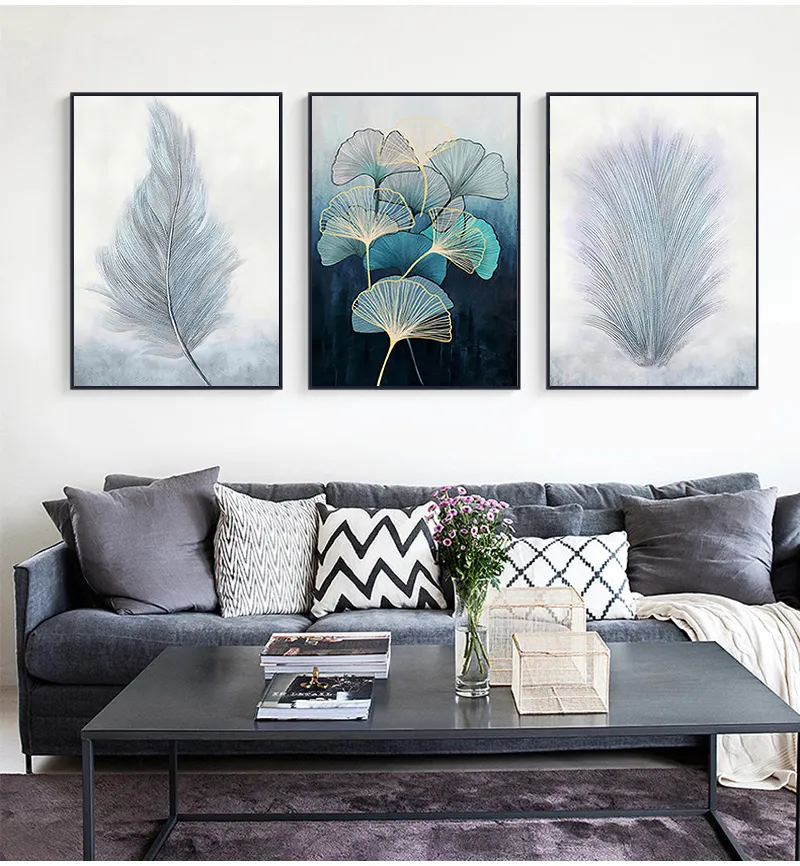 Home Decor Abstract Feather Plants Canvas Poster Leaf Print Decor wall paintings canvas wall art prints decor poster frame