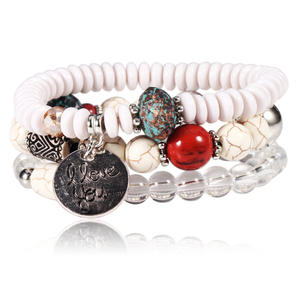 Bracelet Perlé « Je t'aime » en Pierres Naturelles Multicouche Unisexe, Bijou Cadeau 2761 - Product Image 1