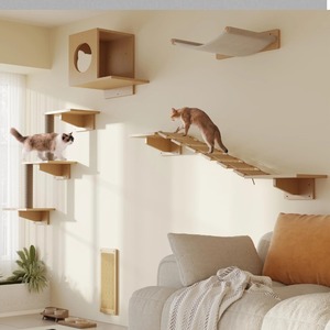 أرفف حائط خشبية حديثة للقطط ، أرفف حائط للقطط توفر مساحة كبيرة للتسلق والراحة - Product Image 5