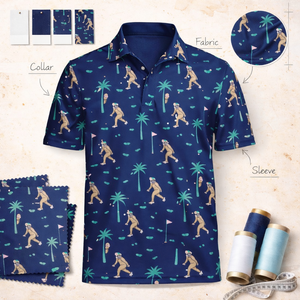 โพลีเอสเตอร์ 95% สแปนเด็กซ์ 5% แห้งเร็ว ระบายความชื้นได้ดี เสื้อโปโลกอล์ฟพิมพ์ลายตลกสำหรับผู้ชาย ออกแบบเองได้ - Product Image 1