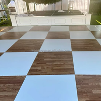 ANYCASE Plancher de danse portable en contreplaqué blanc et bords en aluminium, système d'assemblage pour scène de mariage, utilisation intérieure/extérieure
