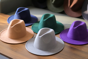 X20514 vente en gros de haute qualité couleur unie Fedoras pour hommes et femmes printemps hiver été automne unisexe Jazz <span class=keywords><strong>Fedora</strong></span> chapeaux - Product Image 5