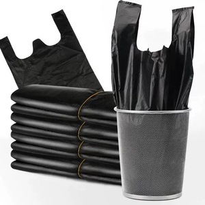 Bolsas de Camiseta Negras de HDPE Resistentes con Logotipo Personalizado, Bolsas de Compra Desechables - Product Image 6