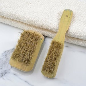 Cepillo para zapatos de pelo de cerdo con mango de madera, mango largo, 2 piezas, cerdas suaves para limpiar zapatos y ropa - Product Image 1