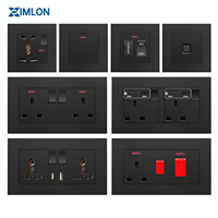 Interrupteurs muraux en plastique noir XIMLON, modernes et luxueux, de haute qualité, les plus vendus, double pôle, 3 voies, 20A, 1/2/3/4 gang, USB 50000