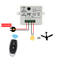 433MHz RF Módulo de interruptor inteligente 85V-240V 10A Receptor inalámbrico de automatización Mando a distancia para luz LED