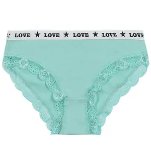 Groothandel Goedkope Katoen Met Kant Panty Elastische Brief Band Onder Wear Voor Vrouwen Sexy Slipje