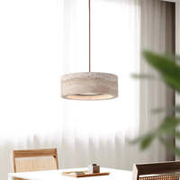 SIMIG Wabi-Sabi Vintage Naturel Rond Travertin LED Suspension pour Chambre Couloir Dîner Table