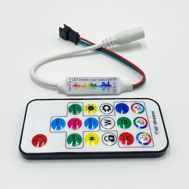 Dream Color Mini 17-Key RF Infrared Wireless Music Controller LED Strip Light WS2812B WS2811 5050 RGB Light Music Dimmer