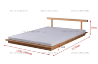Lit tatami en bois massif Wabi Sabi, profil bas, sommier en frêne avec rail en bois rond pour villa