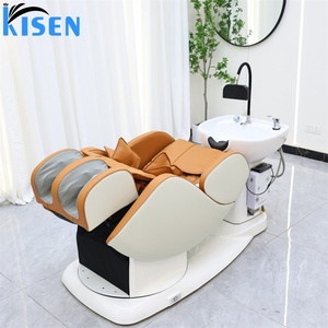 KISEN High-<b>end</b> Electric Recliner Hairdressing Barber Chair Hydrotherapy Full Body Massage Shampoo <b>Bed</b> With Ceramic Head Spa Bowl - Product Image 3