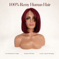 Perruques Courtes Bob en Dentelle HD Transparente 99J Bourgogne 530 Cheveux Humains Naturels Perruques Bob en Dentelle Frontale Cheveux Humains