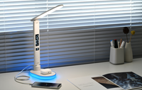 Lampe pliable blanche avec chargeur sans fil et affichage de la température et du calendrier