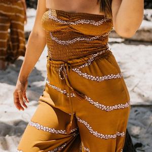 Pantalones de Mujer de Cintura Alta con Cordón, Diseño Hawaiano, Holgados, Hechos a Medida, de Rayón, Pierna Ancha, OEM de Lujo - Product Image 4