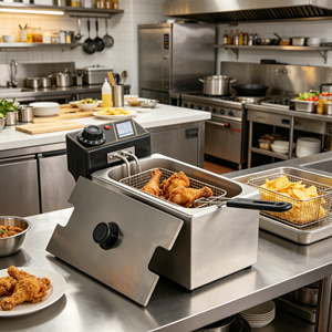 Friteuse électrique de grande capacité en acier inoxydable, machine à frire commerciale, minuterie et contrôle de la température, cuisson polyvalente E - Product Image 4