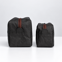 Sac cosmétique en papier kraft lavable, trousse de maquillage de voyage, organiseur de toilette à fermeture éclair, sac de toilette léger pour femmes, vente en gros
