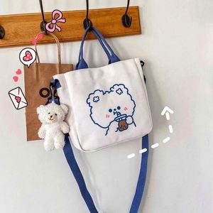 Bolso de lona coreano de un solo hombro para mujer, mochila de moda para estudiantes universitarios de arte y literatura, bolso tote con cierre de cremallera, no tejido - Product Image 3
