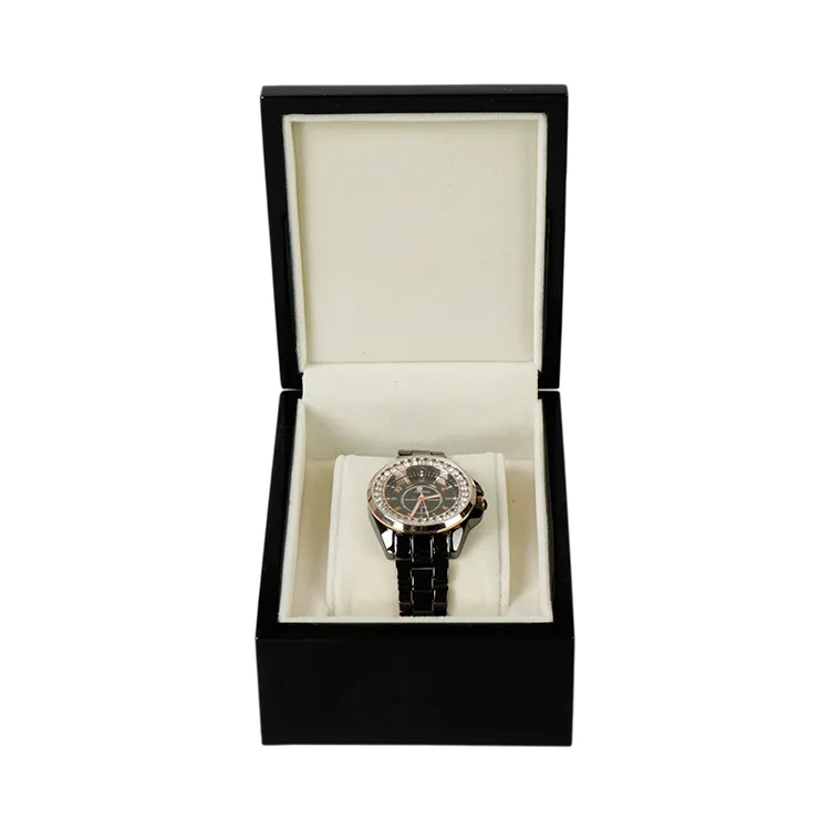 Caja de reloj de lujo personalizada para hombre, funda de arco de alta calidad, reloj individual con cojín de almohada, luz negra