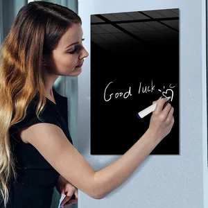 Wandbehang schwarz Farbe Glas Tafel Whiteboard, super klare Glasplatte mit verstecktem Loch