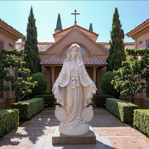 Statua Religiosa Personalizzata Grande da Esterno in Resina, della Vergine Maria Madre della Misericordia, con Croce Artistica Dipinta a Mano - Product Image 3