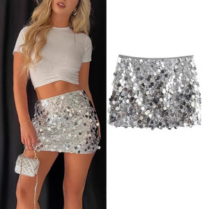 Minifalda Bodycon de Cintura Alta con Lentejuelas Bordadas y Antiarrugas, Estilo A-line, Sexy, para Mujer, Colección Primavera 2026, Comercio Exterior Transfronterizo - Product Image 1