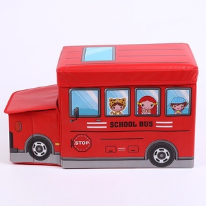 Factory-direct Children's Toy Storage <b>Stool</b> Cartoon Car Head Storage Box Foldable Non-Woven Fabric European Style Storage Home - Product Image 1