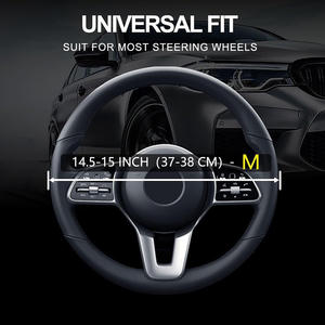 Housse de volant de voiture en cuir de qualité supérieure, taille standard pour usage général, 14,5 - 15 pouces, housse de volant de voiture en cuir PU microfibre - Product Image 3