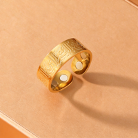Set Cincin dan Gelang Terapi Magnetik Arab dari Baja Anti Karat 316L, Tahan Noda, Ayat Kursi, Penyembuhan Islami, Grosir