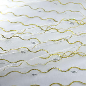 Kain Tulle Mesh Mewah dengan Motif Gelombang Emas Metalik dan Titik Perak untuk Dekorasi Gaun Pengantin, Rok, dan Lengan - Product Image 2