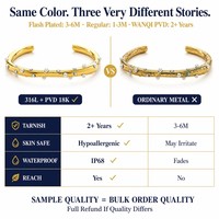 Bracelet jonc ouvert en acier inoxydable plaqué or 18 carats avec zircon pavé et perles, produits les plus vendus 2023, en gros, prêts à être expédiés