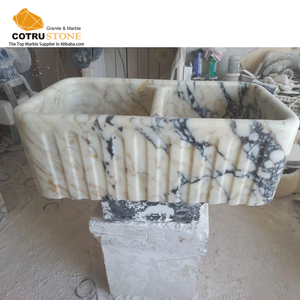 Luxe Calacatta Viola Marbre Éviers Pierre Naturelle Blanc Vanité pour Salle De Bains - Product Image 6